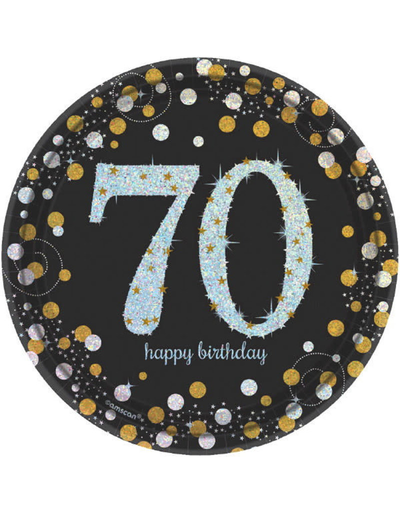 7" Plates: Sparkling Celebration - 70th Birthday (8ct.)