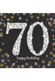 Luncheon Napkins: Sparkling Celebration - 70th  Birthday