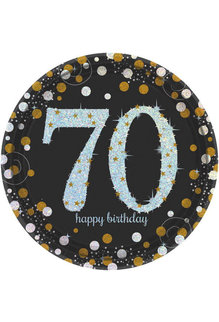 9" Plates: Sparkling Celebration - 70th Birthday (8ct.)