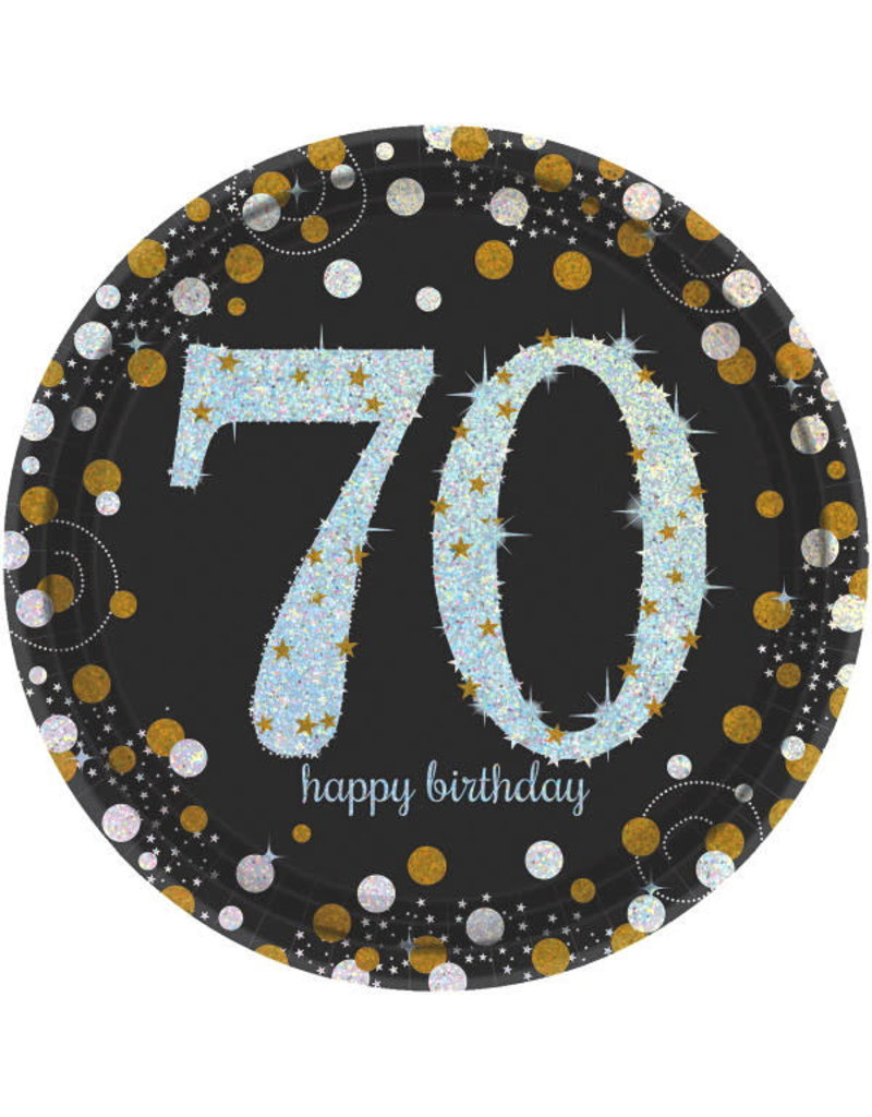 9" Plates: Sparkling Celebration - 70th Birthday (8ct.)