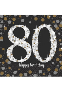 Luncheon Napkins:  Sparkling Napkins - 80th Birthday