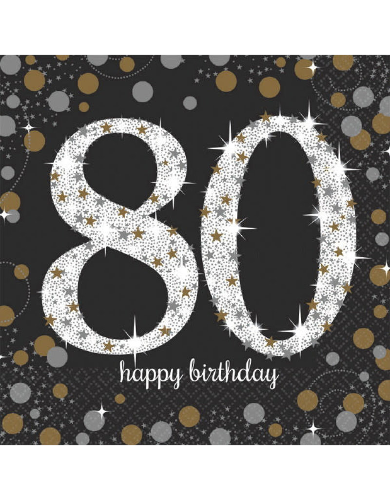 Luncheon Napkins:  Sparkling Napkins - 80th Birthday