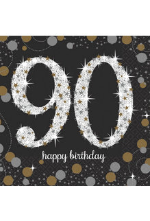 Beverage Napkins: Sparkling Celebration - 90th Birthday