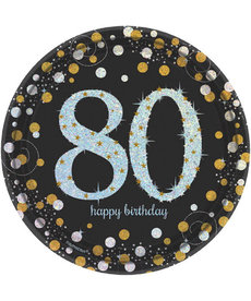 7" Plates: Sparkling Celebration - 80th Birthday