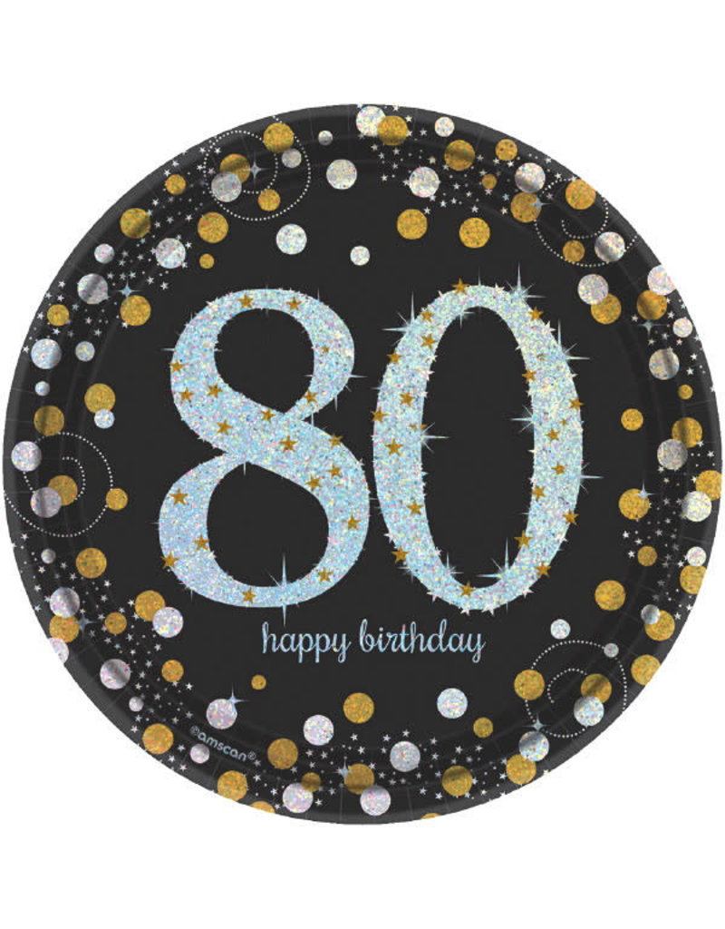 7" Plates: Sparkling Celebration - 80th Birthday (8ct.)