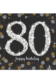 Beverage Napkins: Sparkling Celebration - 80th Birthday