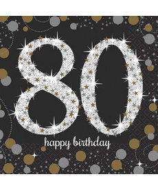 Beverage Napkins: Sparkling Celebration - 80th Birthday