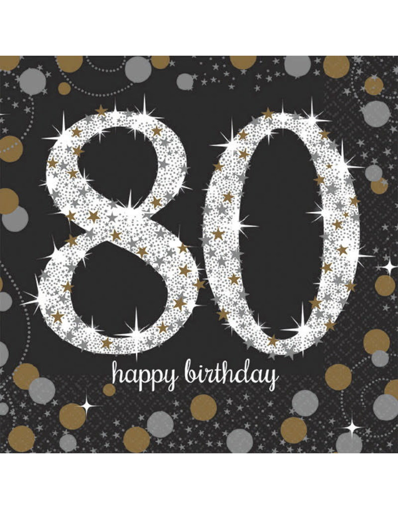Beverage Napkins: Sparkling Celebration - 80th Birthday