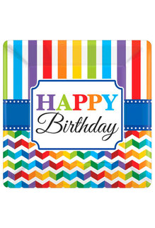 10" Square Plates: Bright Birthday - "Happy Birthday" (8ct.)