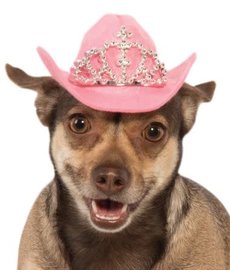 Rubies Costumes Cowboy Pet Hat with Tiara (Pink): Pet Costume