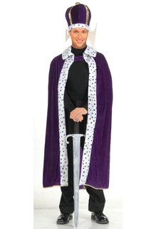 Adult King's Purple Robe & Crown Set
