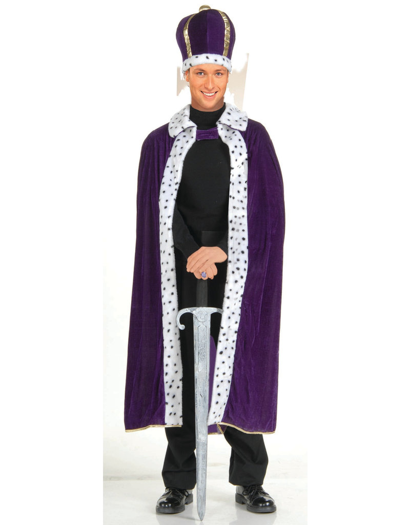 Adult King's Purple Robe & Crown Set