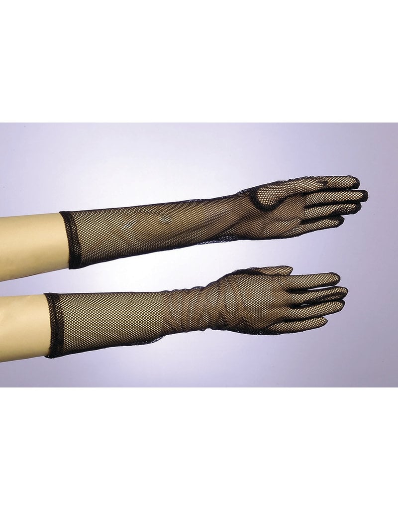 Long Black Theatrical Fishnet Gloves