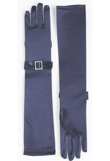 Long Gloves w/ Rhinestone Buckle