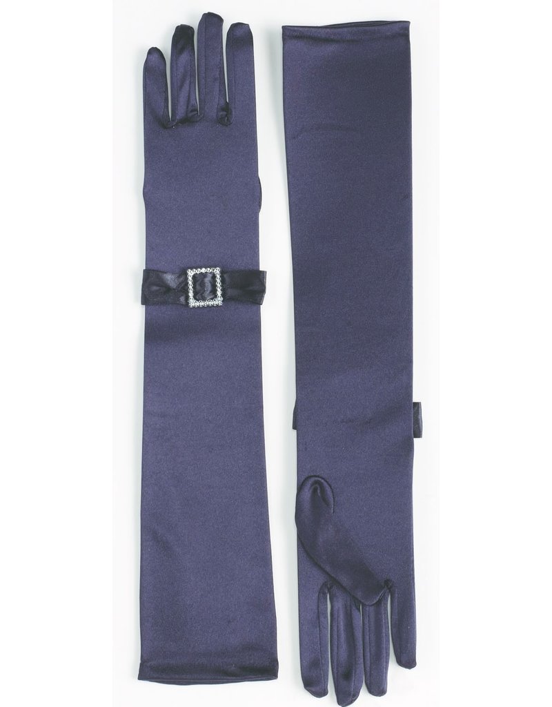 Long Gloves w/ Rhinestone Buckle
