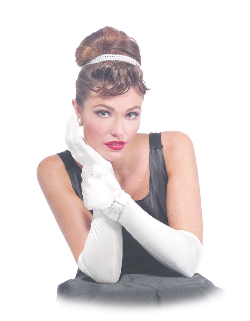 Long Gloves w/ Rhinestone Buckle