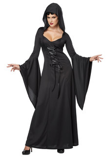 California Costumes Women's Deluxe Hooded Black Robe Costume