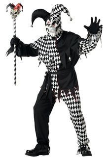 California Costumes Men's Evil Jester Costume: Black/White
