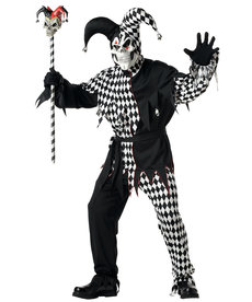 California Costumes Men's Evil Jester Costume: Black/White