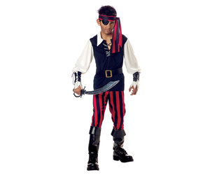 Cut Throat Pirate Men Costume Head Tie Boot Tops Belt Wrist Cuffs Shirt Pants