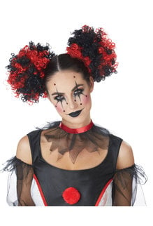 California Costumes Clown Puffs Wig: Red/Black