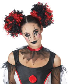 California Costumes Clown Puffs Wig: Red/Black