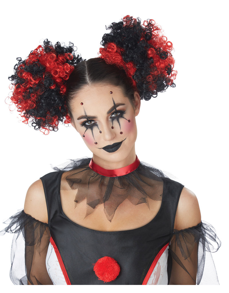 California Costumes Clown Puffs Wig: Red/Black