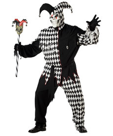 California Costumes Men's Plus Size Evil Jester Costume: Black/White