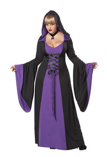 California Costumes Women's Plus Size Deluxe Hooded Purple/Black Robe Costume