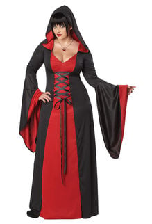 California Costumes Women's Plus Size Deluxe Hooded Red/Black Robe Costume