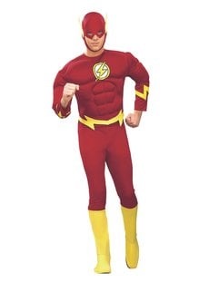 Rubies Costumes Men's Deluxe The Flash Costume with Muscle Chest