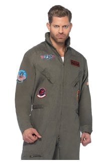 Leg Avenue Men's Plus Size Top Gun Flight Suit Costume