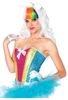 Leg Avenue Women's Rainbow Sequin Corset