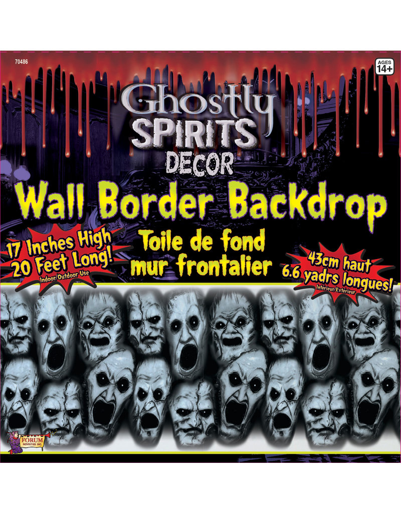 Halloween Wall Border Backdrop: Screaming Face (17"x20')