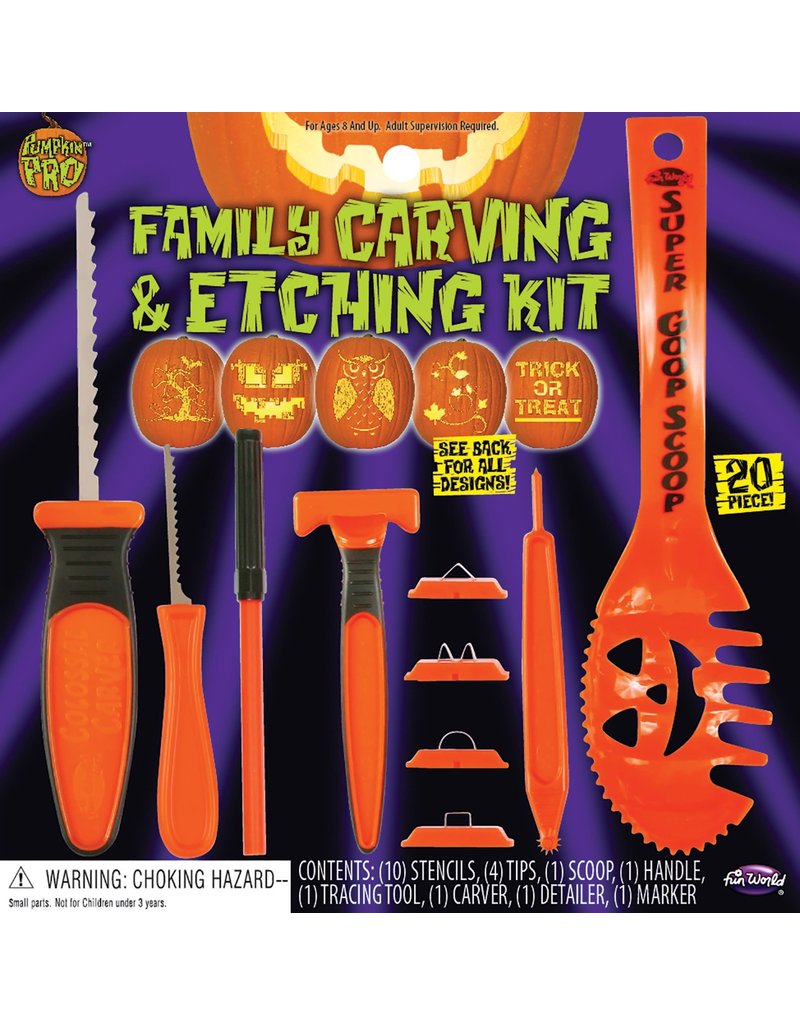 Fun World Costumes Family Pumpkin Carving & Etching Kit (20pc.)