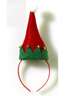 Elf Hat w/ Pompoms On Headband