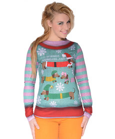 Ladies Christmas Sweater Tee: Wiener Wonderland