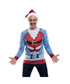 Ugly Christmas Sweater Tee: Santa Head