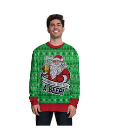 Men's Christmas Sweater Tee: Santa Beer