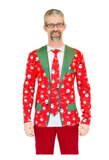 Sweater Tee: Red Christmas Matched Suit & Tie