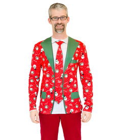 Sweater Tee: Red Christmas Matched Suit & Tie