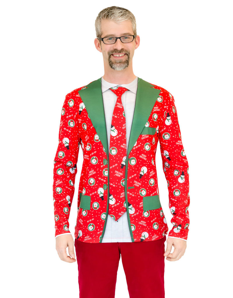 Sweater Tee: Red Christmas Matched Suit & Tie