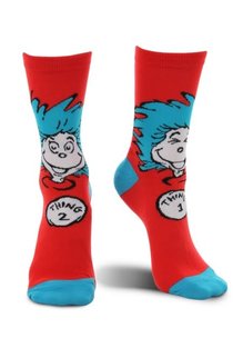 elope Dr. Seuss The Cat in the Hat Thing 1&2 Crew Socks: Adult