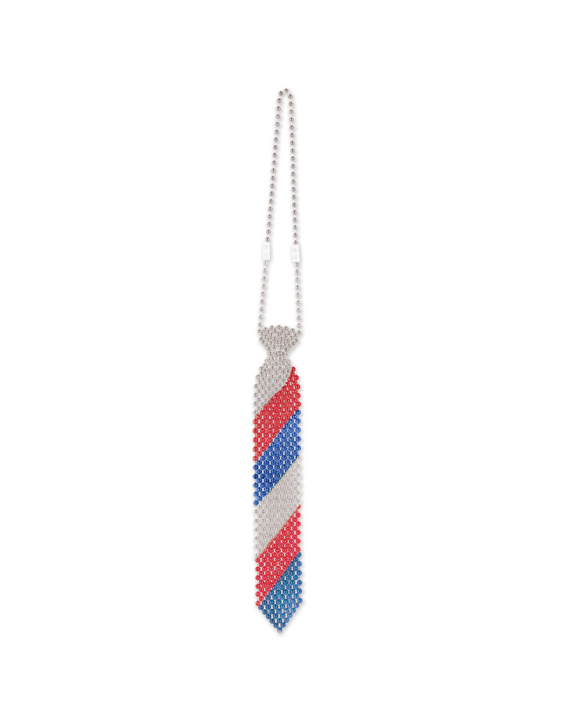 13" Beaded Patriotic Tie: RWB