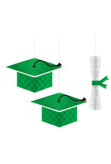 Graduation Honeycomb Hanging Decorations: Green