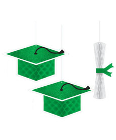 Graduation Honeycomb Hanging Decorations: Green