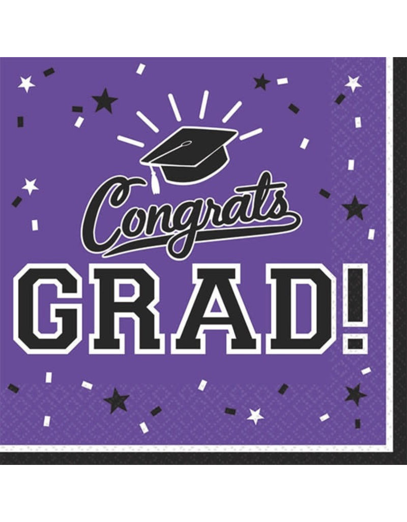 Graduation Luncheon Napkins: Purple (36ct.)