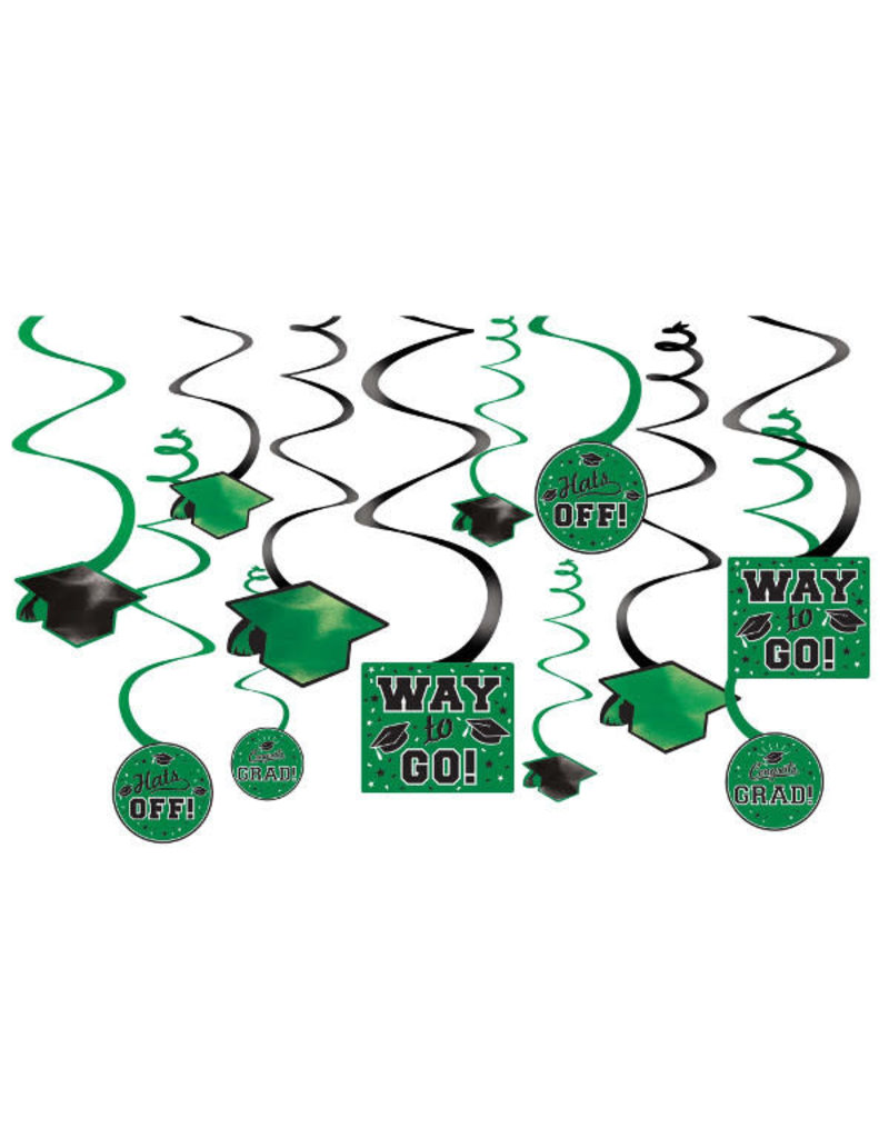 Graduation Swirl Decorations: Green