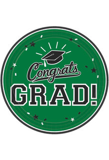 9” Round Graduation Plates: Green (18ct.)