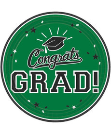 9” Round Graduation Plates: Green (18ct.)